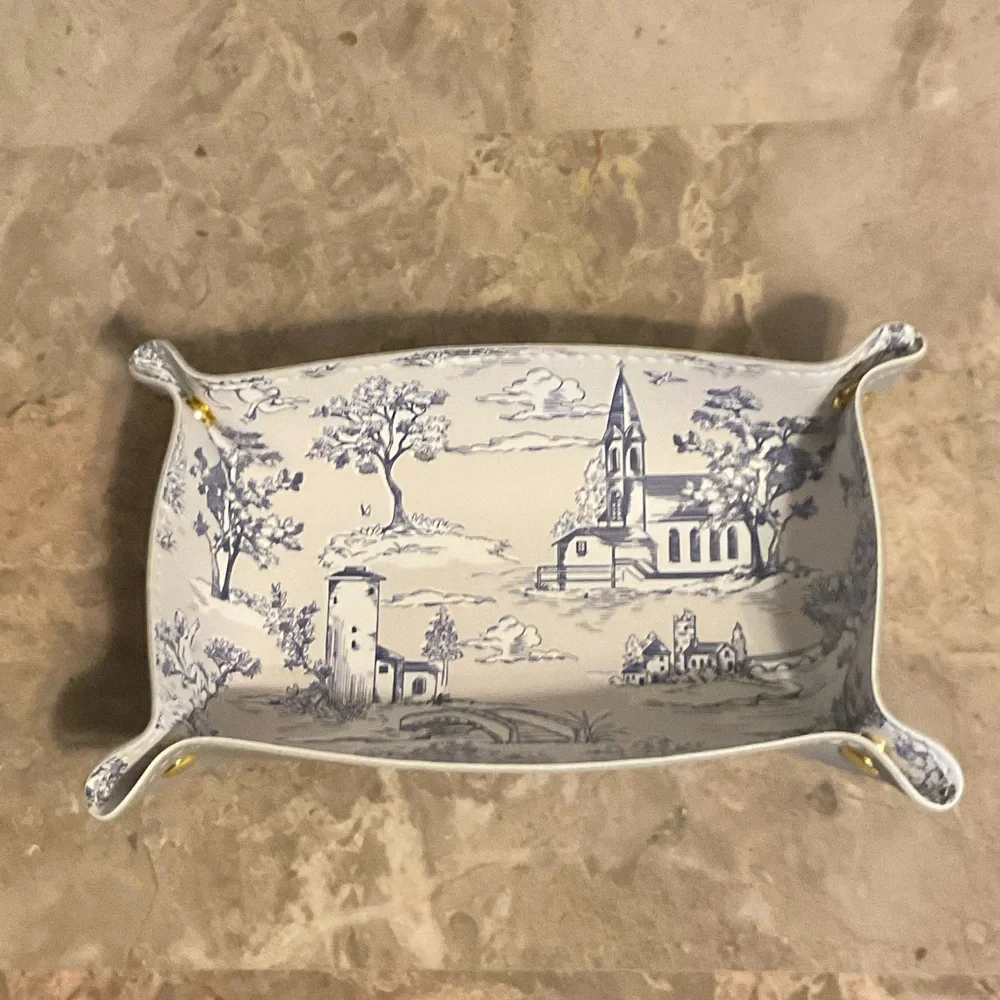 Blue and White Toile Patterned Valet Tray